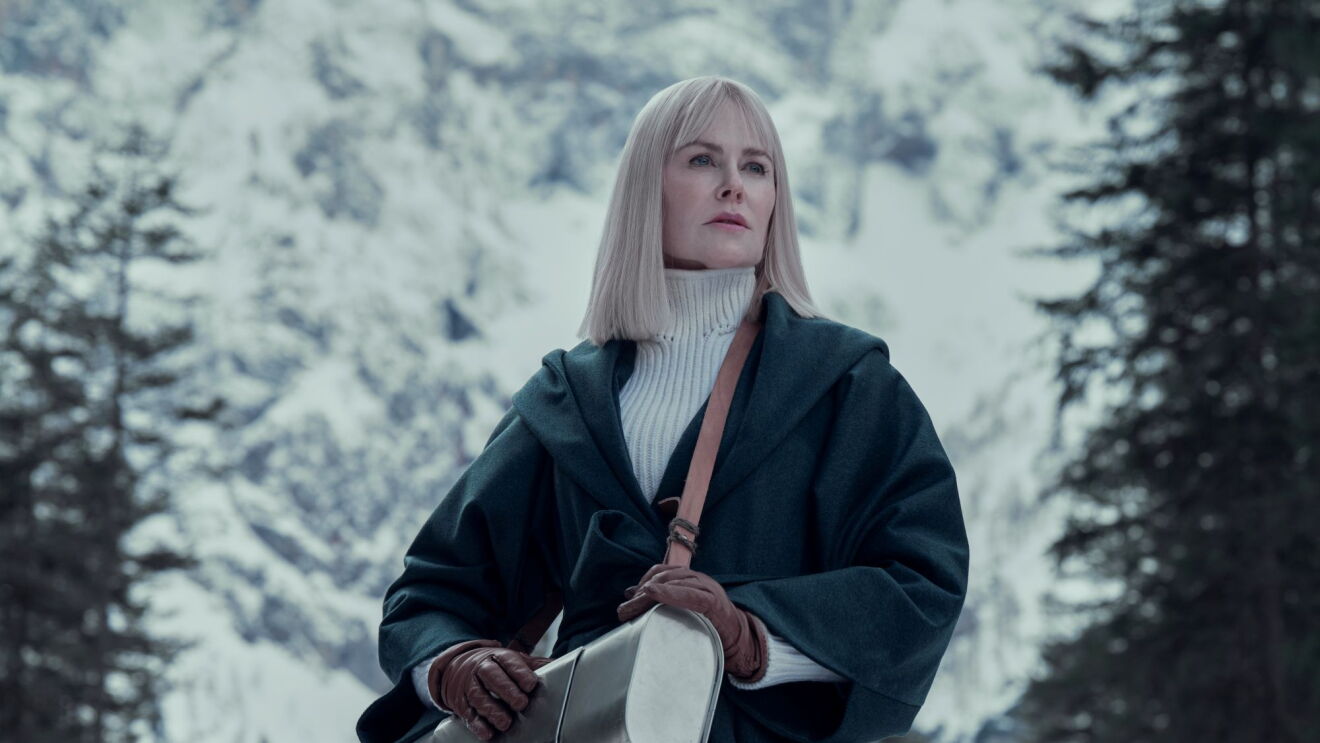 Nicole Kidman stands as Masha Dmitrichenko against a winter background in Nine Perfect Strangers season 2