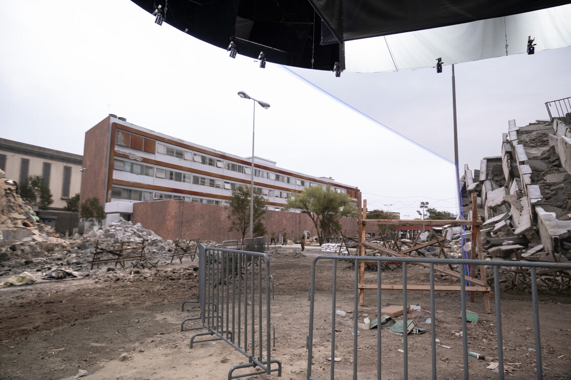 Escena del rodaje de Cada Minuto Cuenta con Virtual Production de Prime Video. 