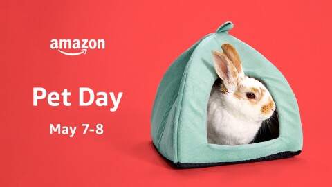 safari google icon An image of the Amazon Pet Day date announcement with text that reads "Pet Day May 7-8" and an image of a rabbit.