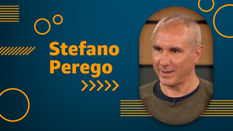 An image of Stefano Perego, Amazon's Vice President, North America and EU Customer Fulfillment & Global Operations Services. There is text next to his image that says "Stefano Perego."