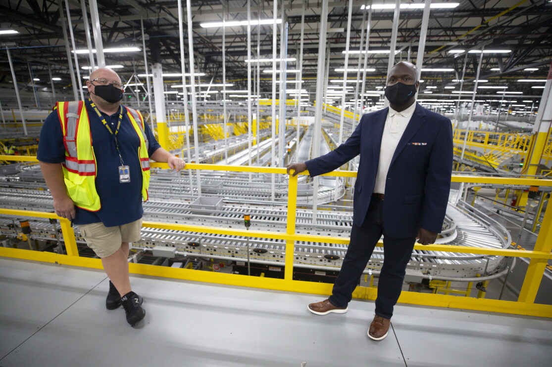 Amazon VP of HR in operations, Ofori Agboka visits a fulfillment center near Detroit to show safety measures taken by the company during the pandemic