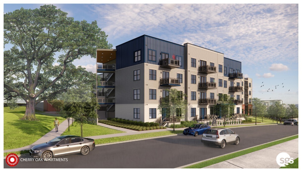 A rendering of Cherry Oak apartments.