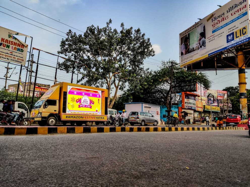 FEstive truck on the street in Mathura