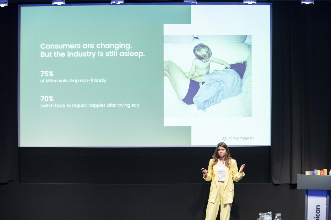 Rima pitching to an audience at Demo Day 