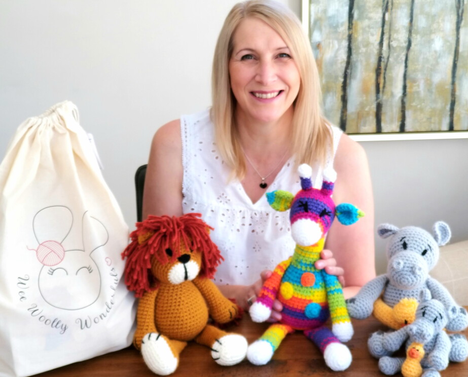 wee woolley wonderful founder with knitted toys