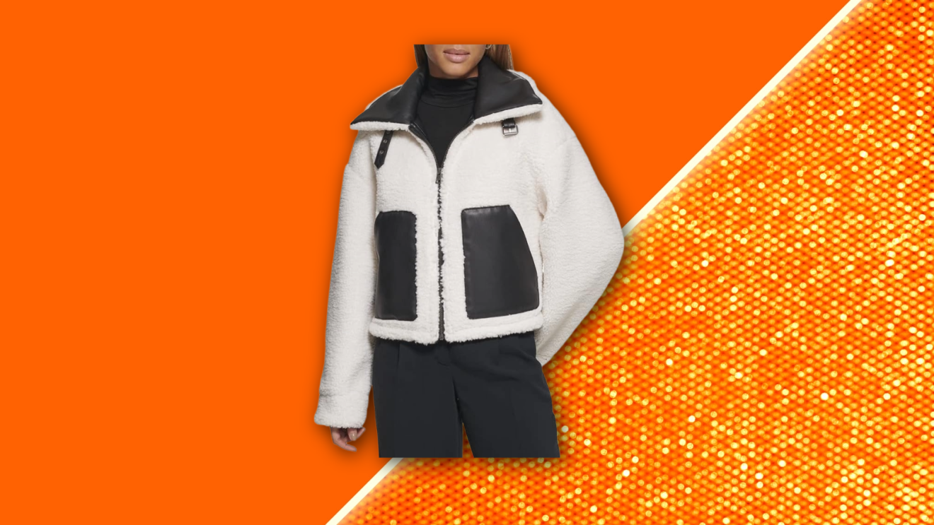 Levi's Jacket floating against a vibrant orange background