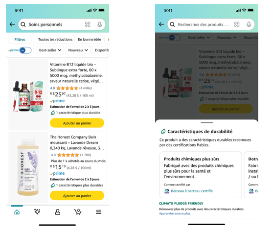 Page de vitrine Amazon
