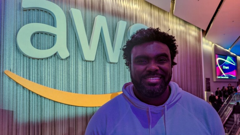 Flikshop创始人马库斯·布洛克在AWS re:Invent 2022大会上的照片