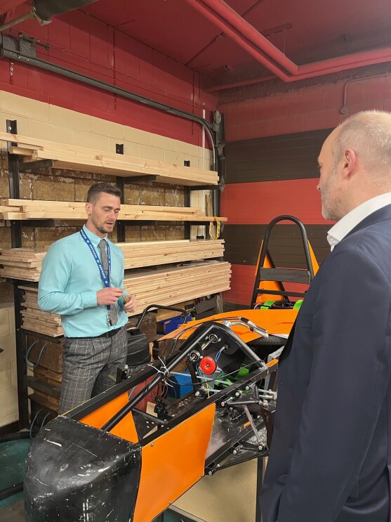 John Boumphrey attending a Class Chats programe at Lochgelly high school