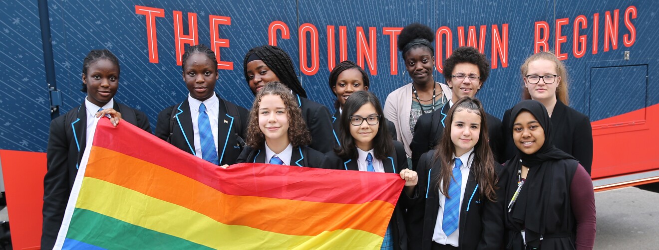 school children at the Amazon LGBT+ reading roadshow 