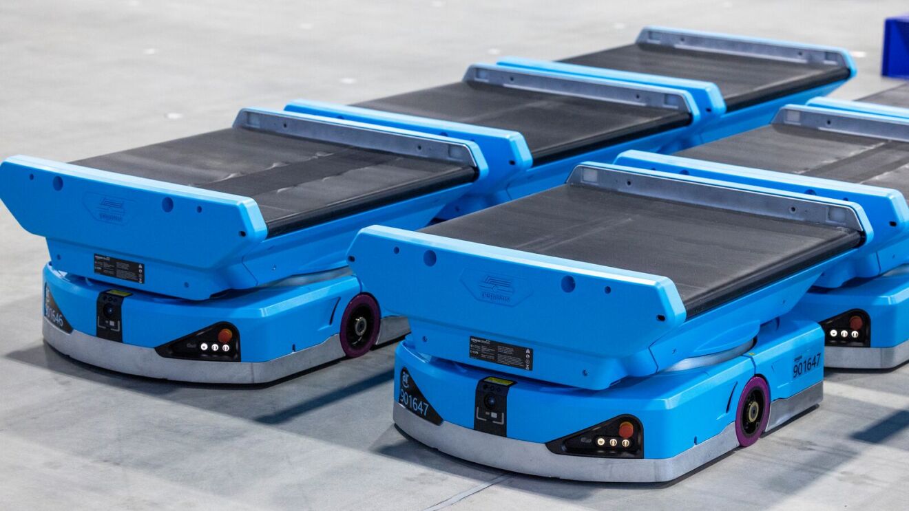 A close-up of Amazon's robots