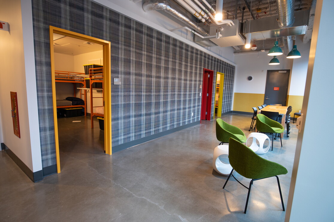 Interior view at the new Mary's Place shelter in The Regrade neighborhood of Seattle.