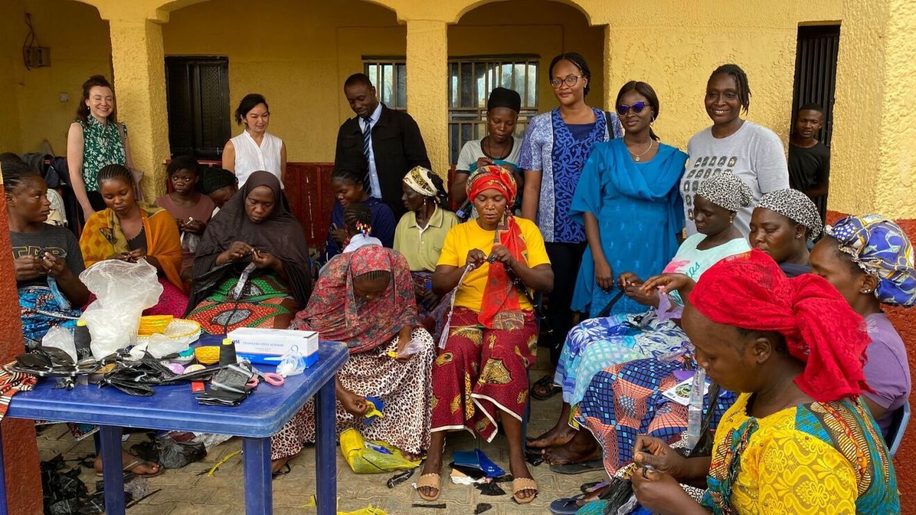 An image of a group of women participating in a circular economy capacity building training session with Clean Technology Hub to help tackle plastic pollution in Nigeria.