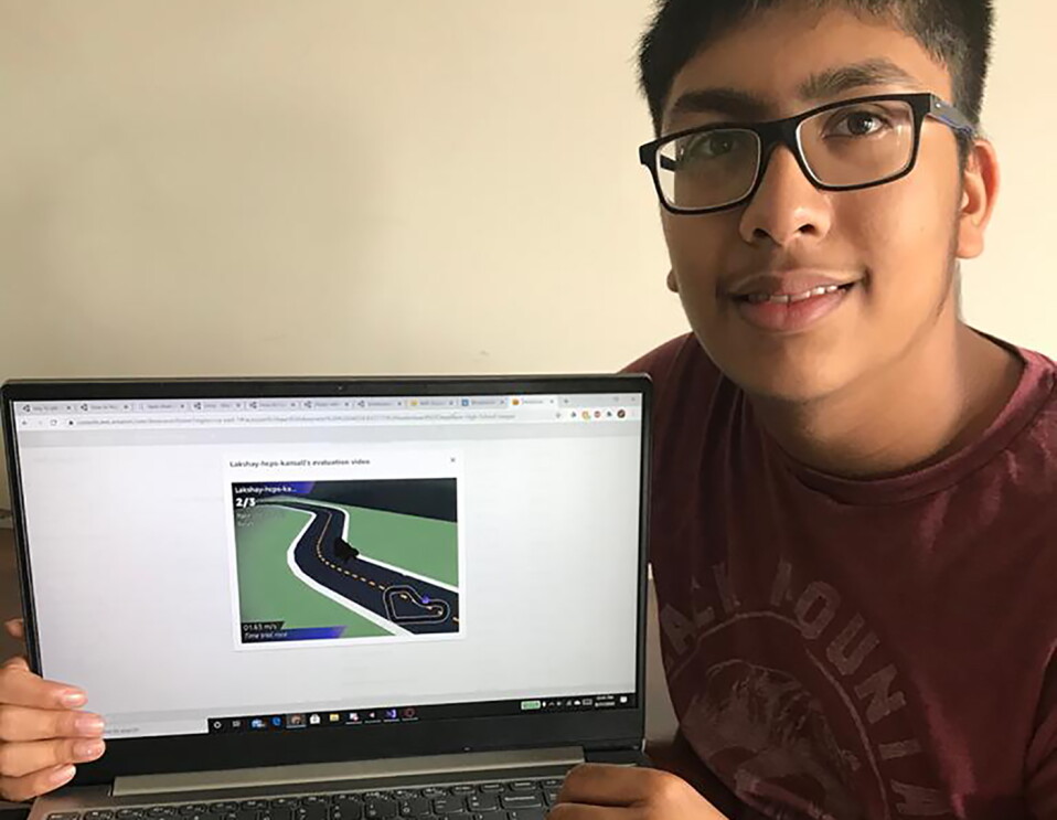AWS DeepRacer car and track, a machine learning car with adult and kids' leagues
