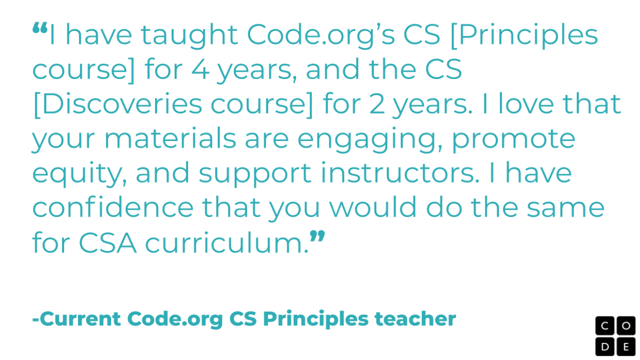 A testimonial from a CODE.org teacher.