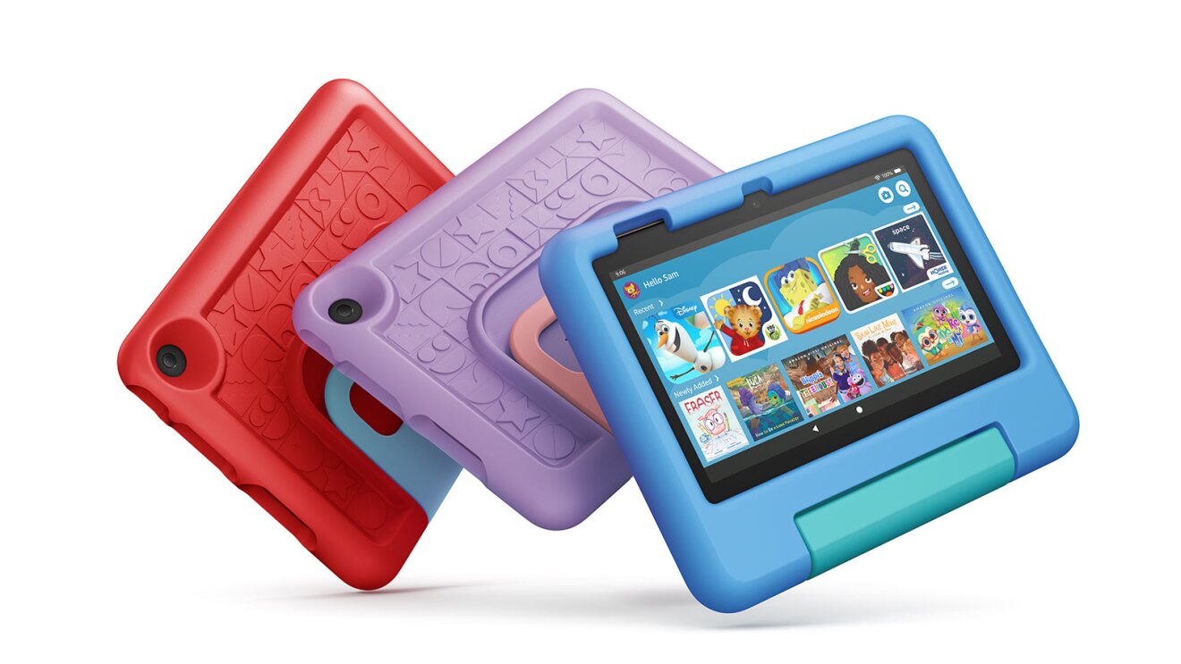 Amazon Fire Kids tablets with protective bumper cases