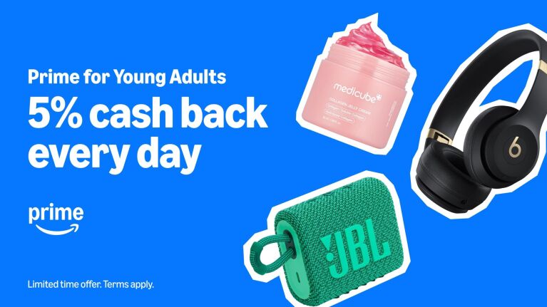Amazon Prime for Young Adults offering 5% cash back for young adults