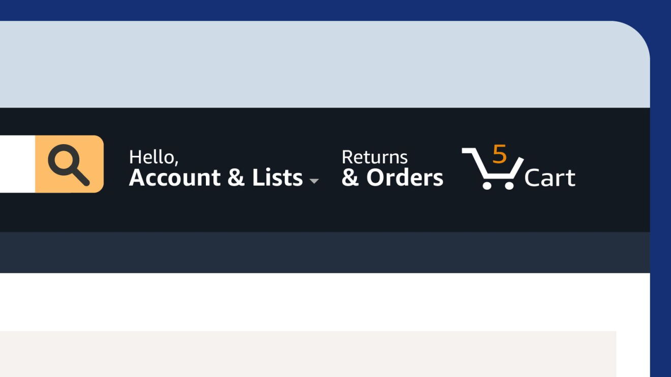 Amazon Registry Online store navigation bar featuring account management and shopping functions