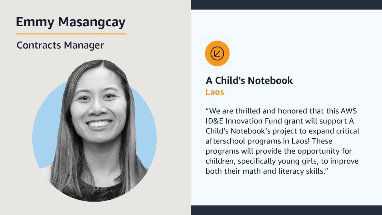 One of the employees working with AWS to support a charity of their choice.