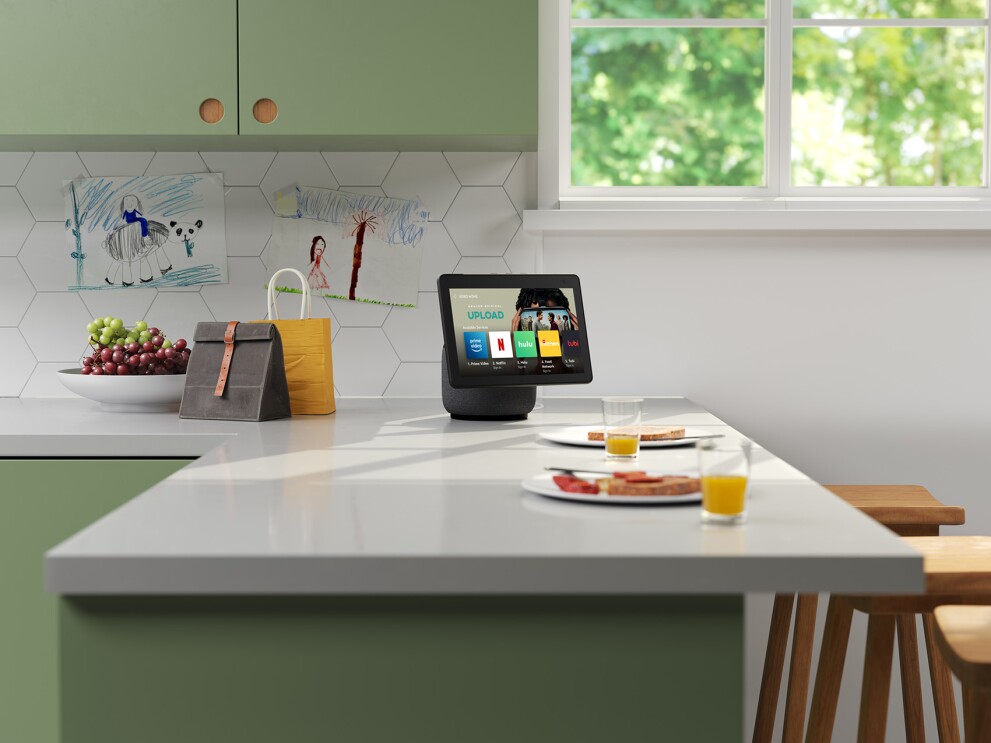 Image of Echo Show on kitchen counter.