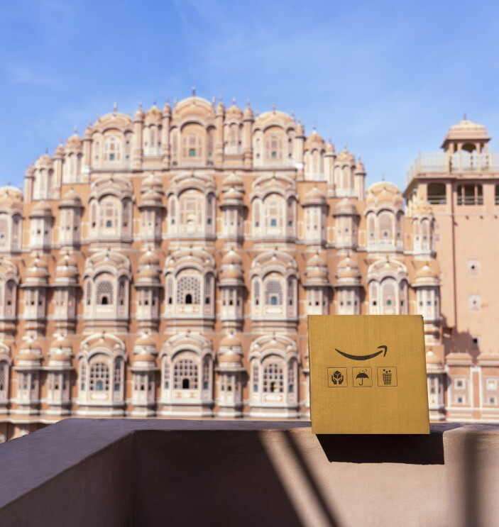 Journey of the Amazon box across iconic Indian locations