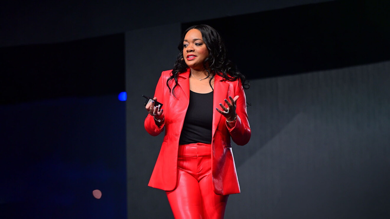 Francessca Vasquez, Vice President of Frontier AI Engineering and Services, AWS giving speech on stage
