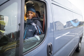 Delivery associate in a van 