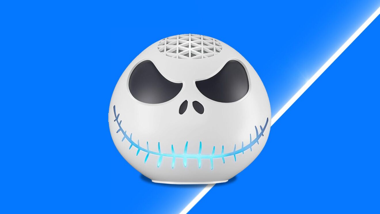 Stylized skull speaker resembling Jack Skellington from Nightmare Before Christmas