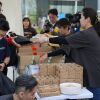 Amazon staff preparing relief kits at a Japan Disaster Relief Hub.