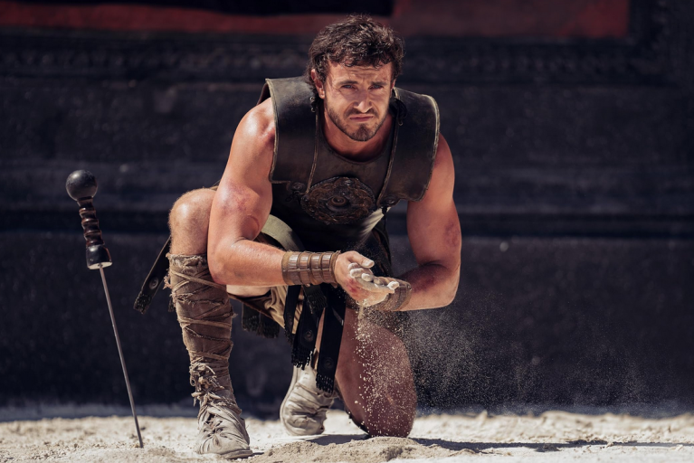 Paul Mescal in a still Gladiator II
