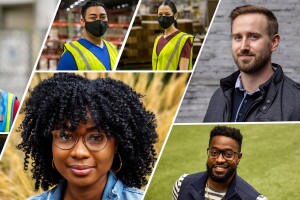 A collage of employee portraits.