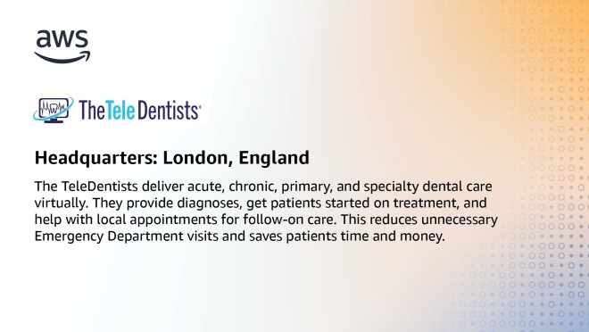 TeleDentists的信息图表,声明“TeleDentists提供急性、慢性、初级和专业牙科保健几乎。他们提供诊断,患者开始治疗,帮助当地安排后续护理。这样可以减少不必要的病人急诊,节省时间和金钱。”