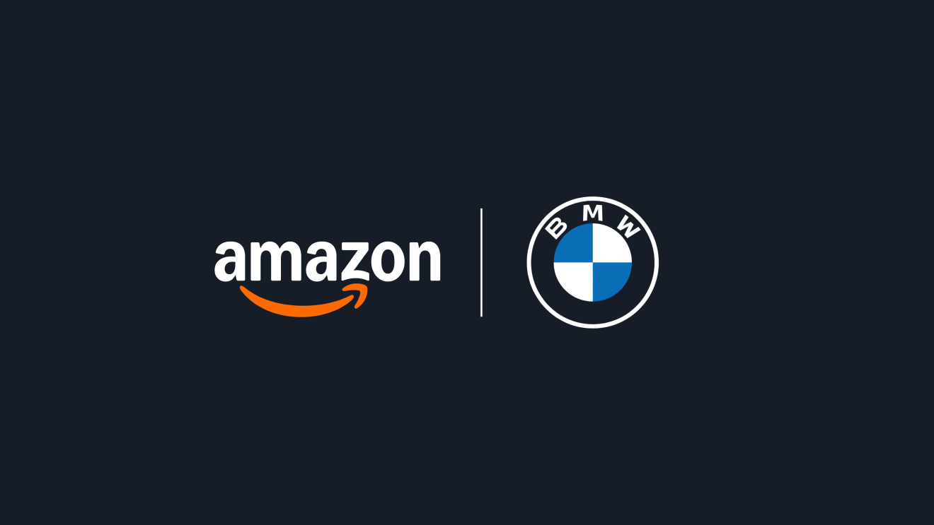 Amazon logo (left), BMW logo (right)