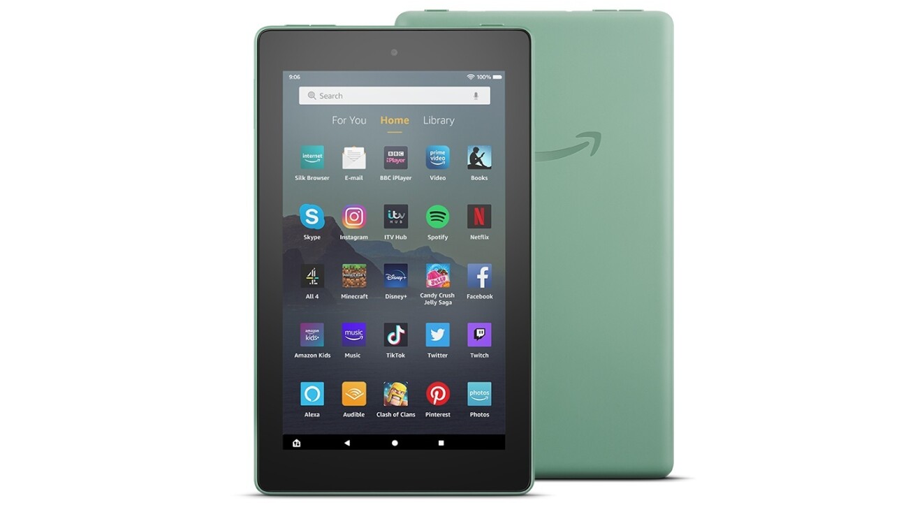 Product shot of an Amazon Kindle Fire.