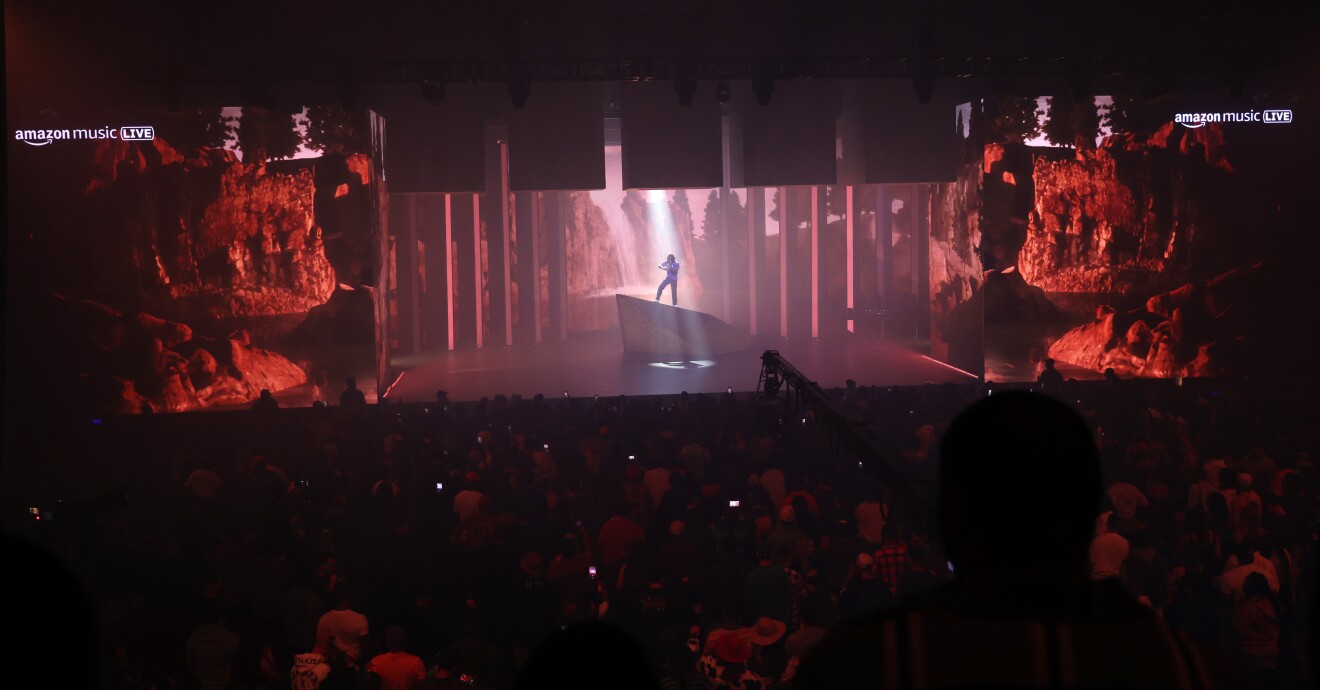 An image of an artist performing at the Amazon Music Live concert series.