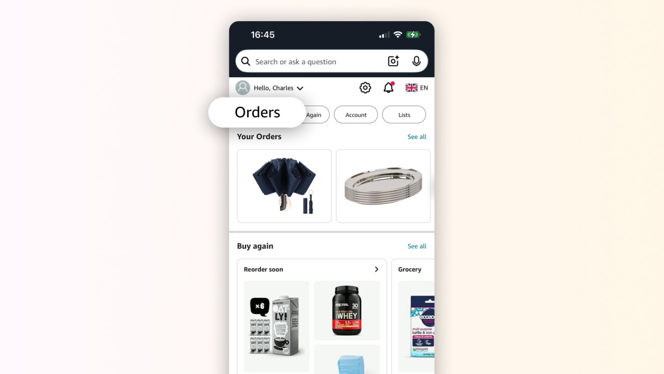 Screenshot of Amazon shopping app