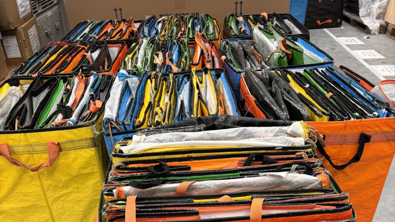 Image of Amazon delivery sortation bags folded and packed tightly in one bag