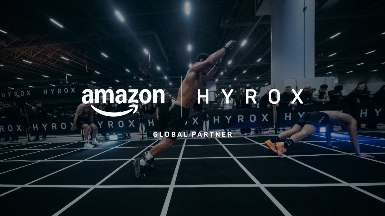 An ad to show partnership between Amazon and Hyrox. 