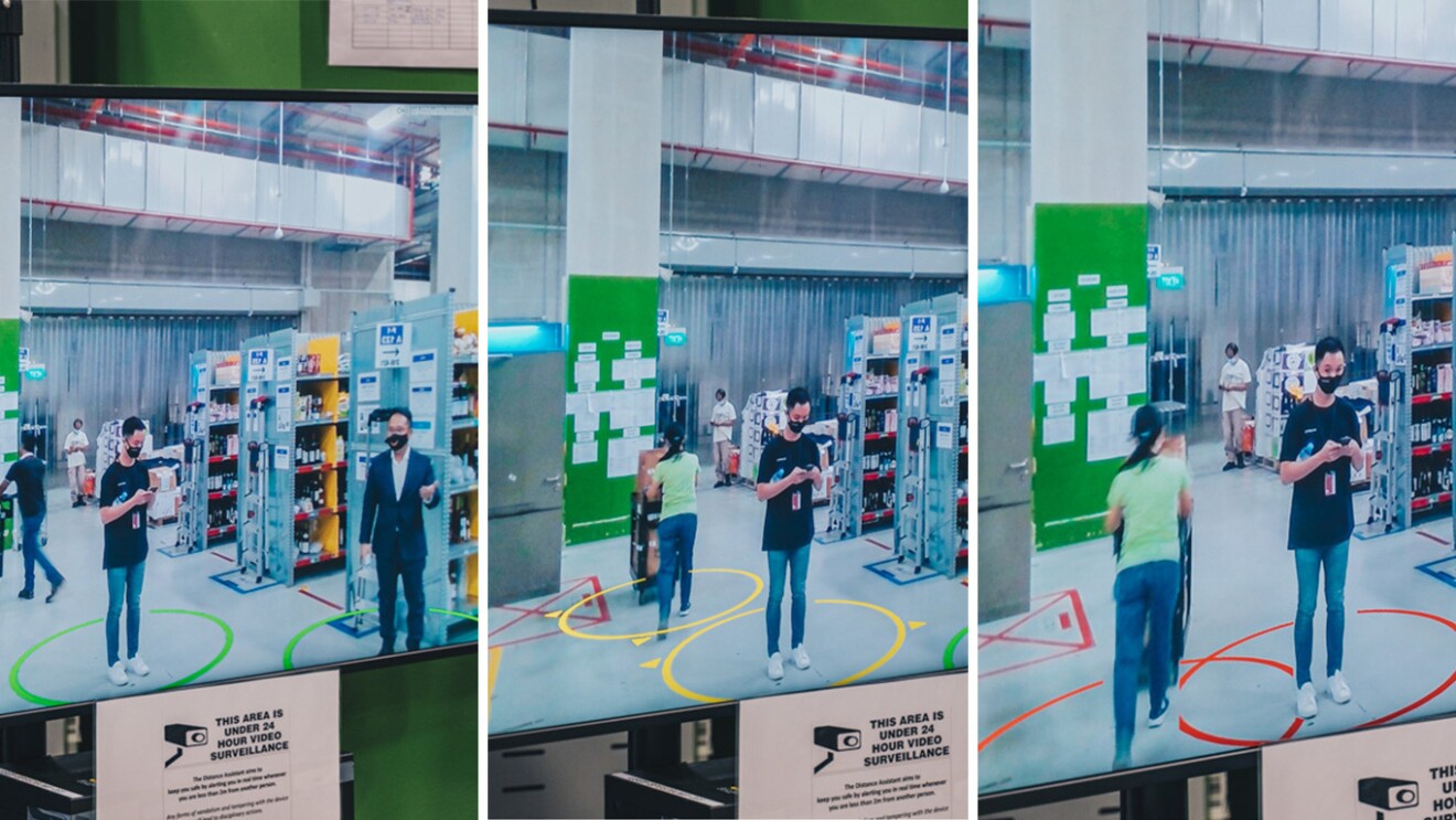 The Distance Assistant placed around the fulfillment centre to ensure safe-distancing measure s