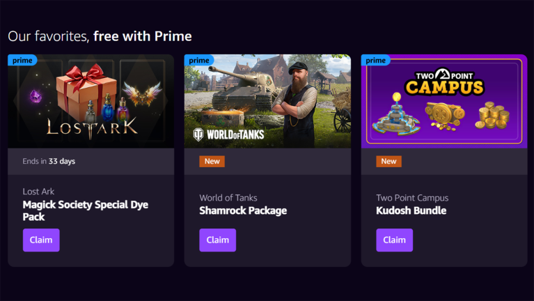A screenshot of Prime Gaming.