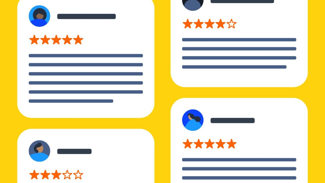Graphic of various star rating reviews