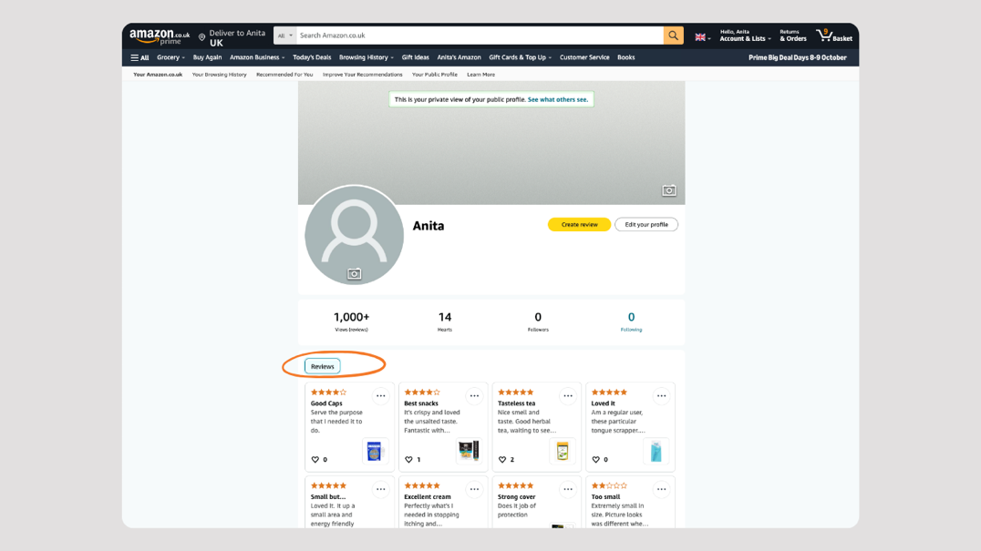desktop screen showing the reviews on the amazon retail site