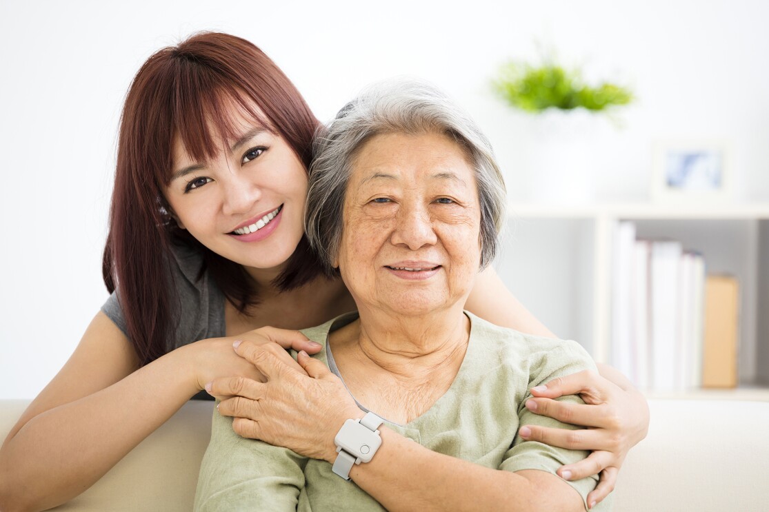 Customer using a product that helps them stay connected with loved ones 