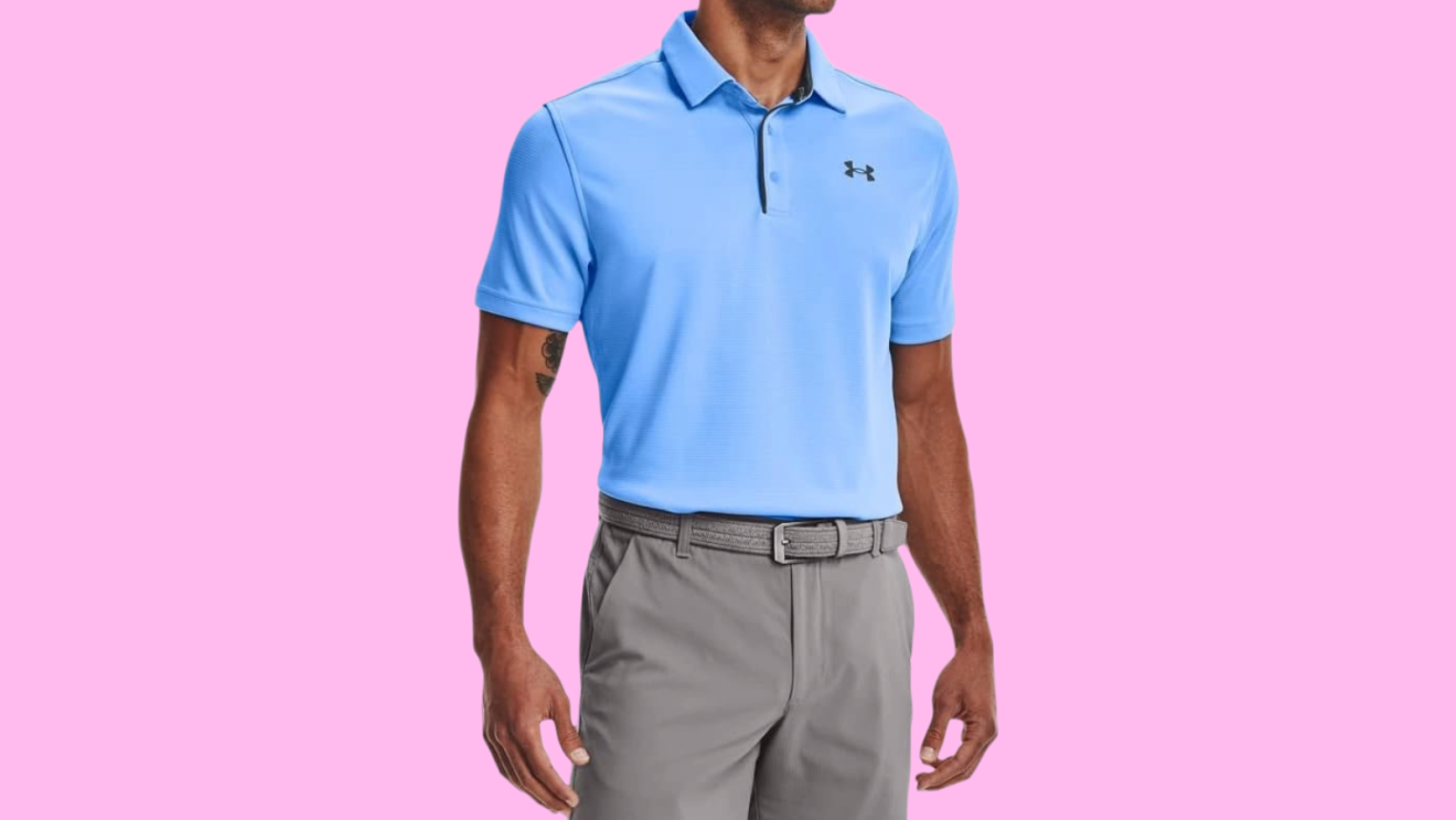 Blue Under Armour Tech Golf Polo on sale as part of amazon spring deal days 2026