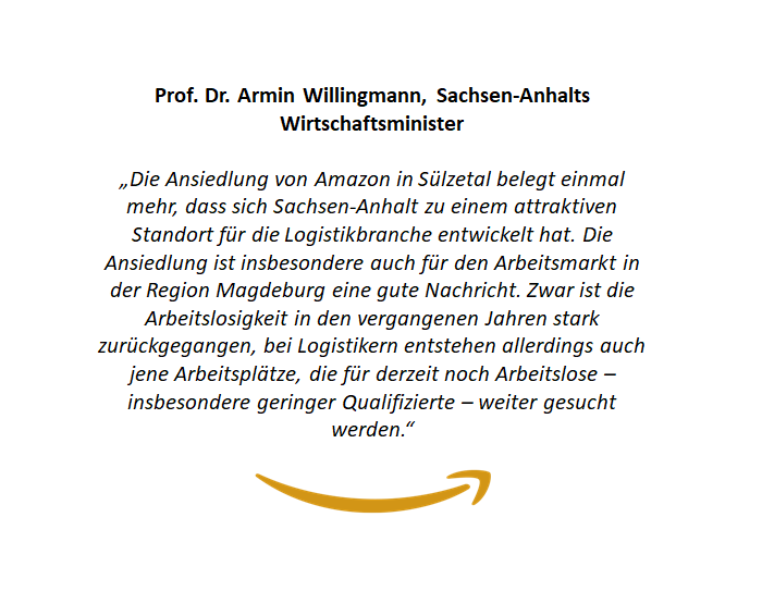 Zitate anlässlich der Eröffnung des neuen Logistikzentrums in Sülzetal
