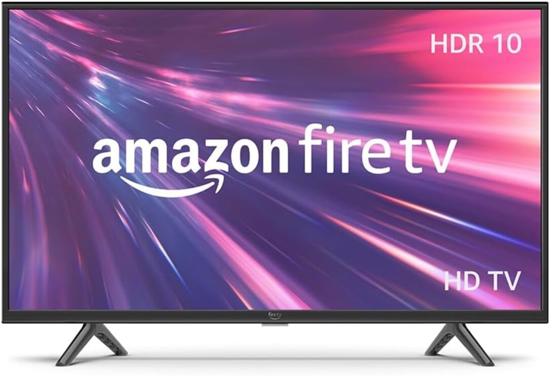 Amazon Fire TV 2-series depicting a bright purple background as well as the features of the screen.