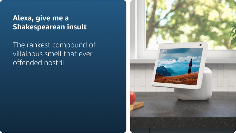 Alexa's Shakespearean insult next to Echo Show device