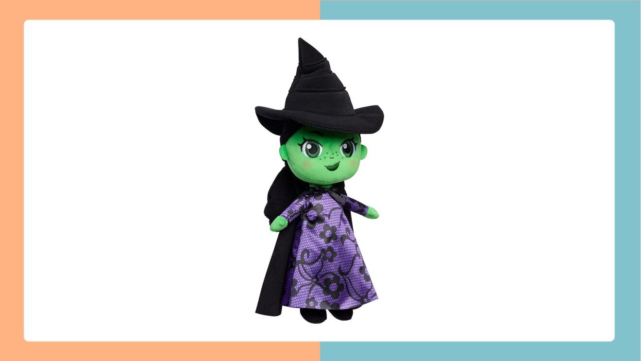 Cute green Wicked witch plush toy with black pointed hat