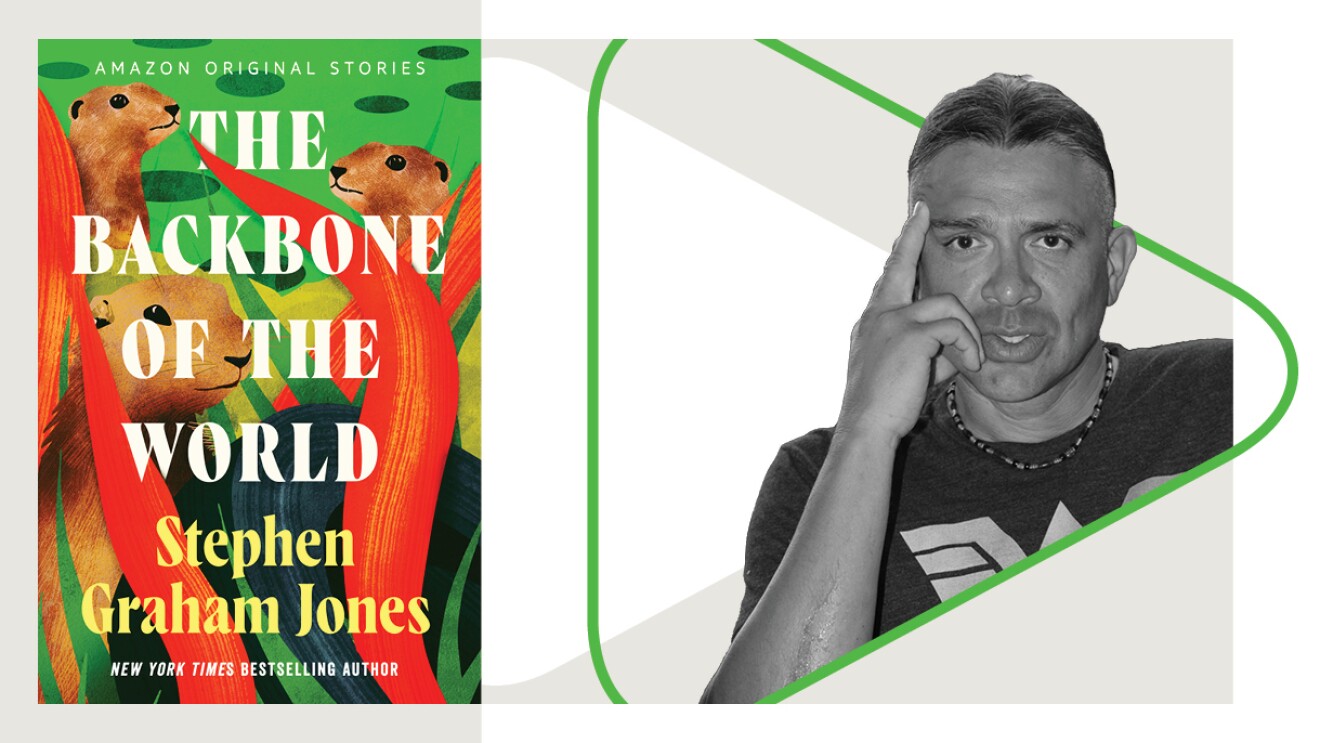 书的封面的“世界”的骨干与作者的头像,斯蒂芬·格雷厄姆琼斯。