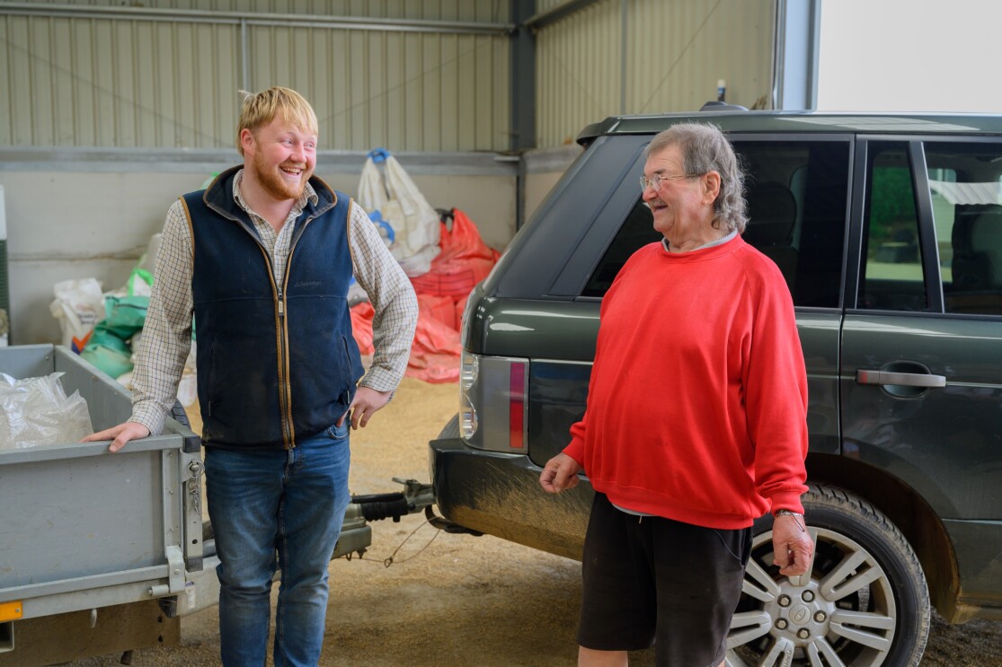 Kaleb Cooper and Gerald on Jeremy Clarkson's 1,000-acre farm (Diddly Squat Farm) in the Cotswolds